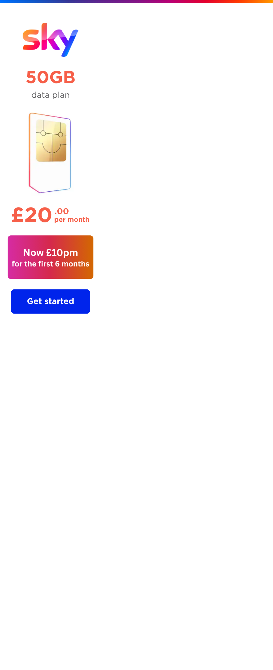 half price on selected data plans for 6 months