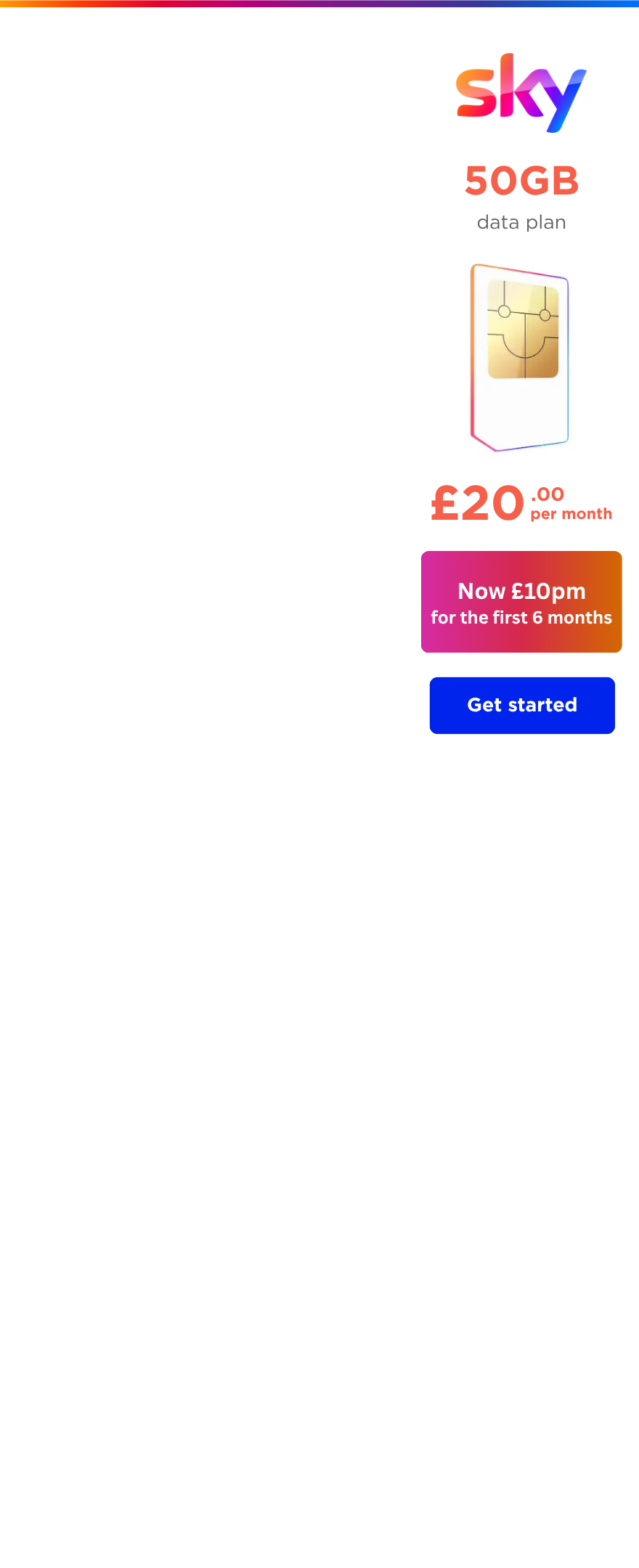 half price on selected data plans for 6 months